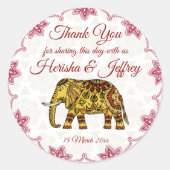 Sticker Rond Mandala éléphants frontière indienne mariage indie (Devant)