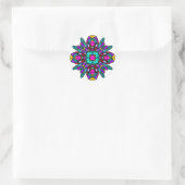 Sticker Rond Mandala en verre turquoise et rose (Sac)