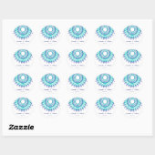 Sticker Rond Mandala ethnique turquoise. monogramme. (Feuille)
