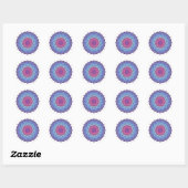 Sticker Rond Mandala feuille de fleurs violettes (Feuille)
