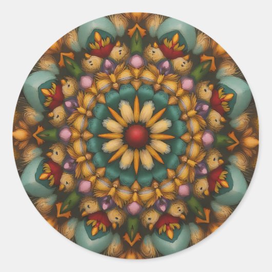 Sticker Rond Mandala - Fleur de Whimsical - Inspiré par la natu (Devant)