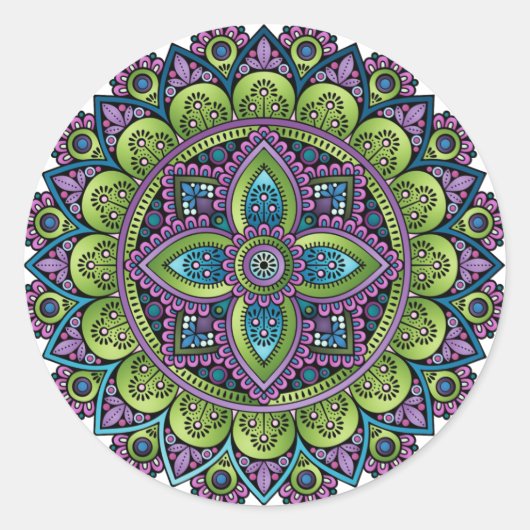 Sticker Rond Mandala floral (Devant)