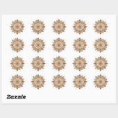 Sticker Rond Mandala floral complexe aux tons bruns (Feuille)