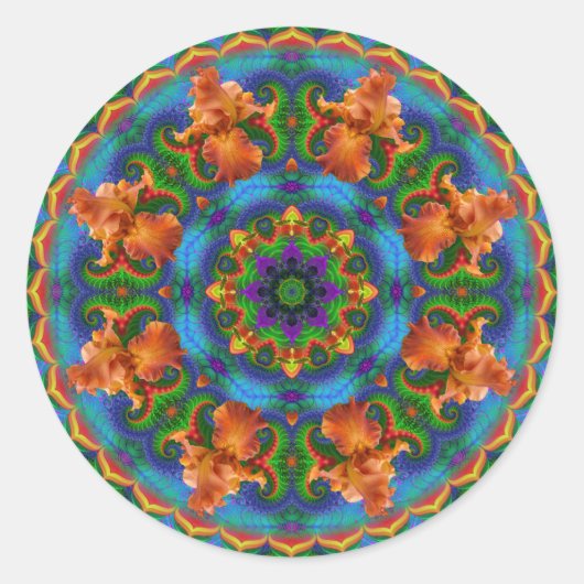 Sticker Rond Mandala floral fractal (Devant)
