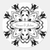 Sticker Rond Mandala Floral Noir (Devant)