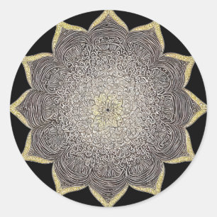 STICKER ROND MANDALA FLORALE ART POUR LA MÉDITATION SPIRITUELLE