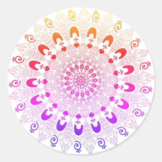 Sticker Rond Mandala Flower Design (Devant)