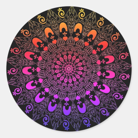 Sticker Rond Mandala Flower Design (Devant)