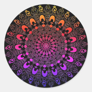 Sticker Rond Mandala Flower Design