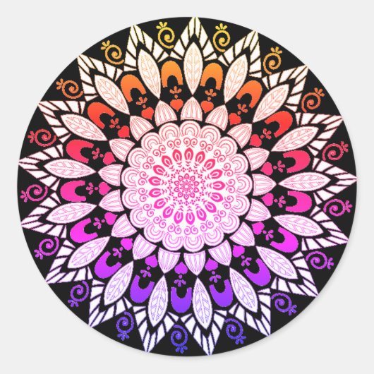 Sticker Rond Mandala Flower Design (Devant)