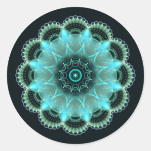 Sticker Rond Mandala fractal étoile brillante
