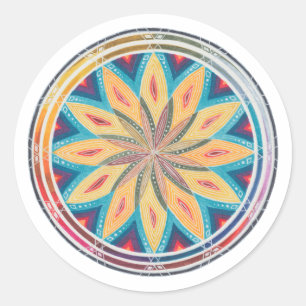 Sticker Rond Mandala géométrique dessiné à la main