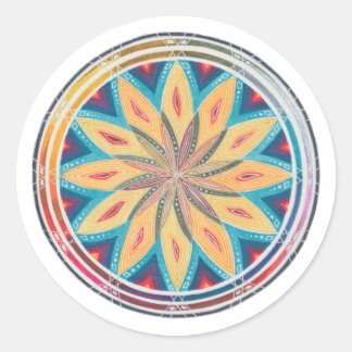 Sticker Rond Mandala géométrique dessiné à la main