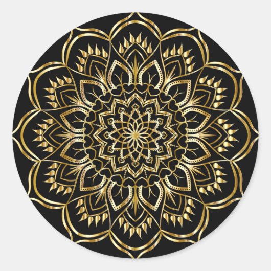 Sticker Rond Mandala Gold Floral (Devant)