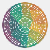 Sticker Rond Mandala india fleur boho hippie design (Devant)