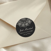 Sticker Rond Mandala indien boho noir mariage