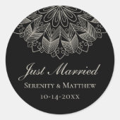 Sticker Rond Mandala indien boho noir mariage (Devant)