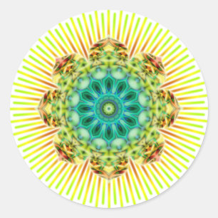 Sticker Rond Mandala jaune vert faites votre propre arrière -