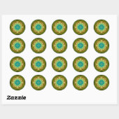 Sticker Rond Mandala jaune vert | noir (Feuille)