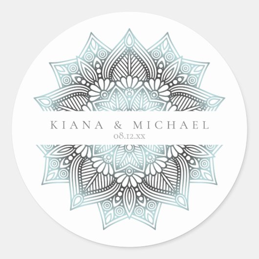 Sticker Rond Mandala Lace Mariage lt. Blue ID968 (Devant)