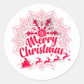 Sticker Rond Mandala moderne à Noël de la neige (Devant)