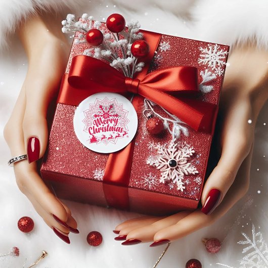 Sticker Rond Mandala moderne à Noël de la neige