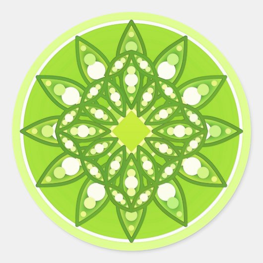 Sticker Rond Mandala motif dans les tons vert citron (Devant)