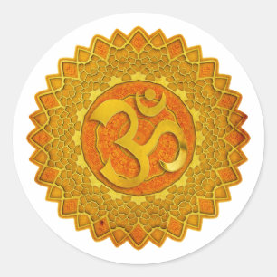 Sticker Rond MANDALA OM - orange   faites votre propre arrière 