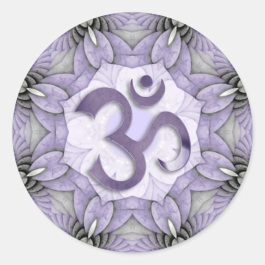 Sticker Rond MANDALA OM - violet (Devant)