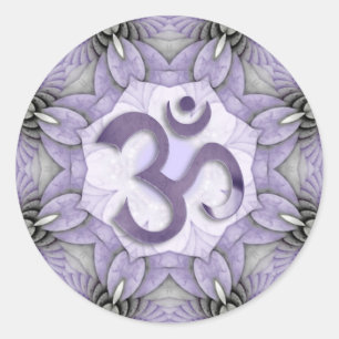 Sticker Rond MANDALA OM - violet