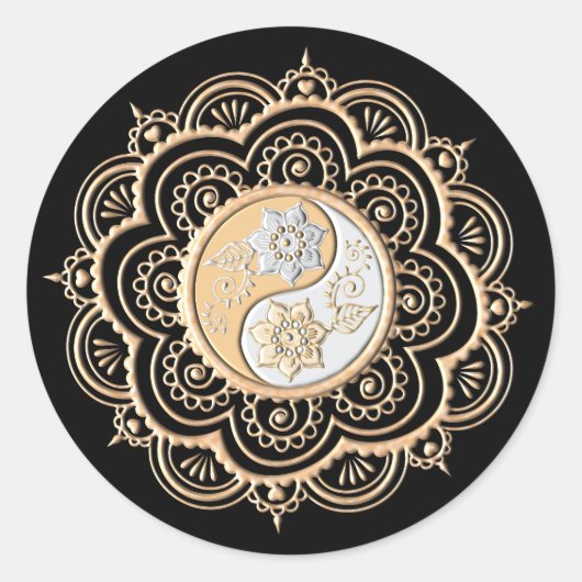 Sticker Rond Mandala or et argent (Devant)
