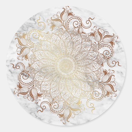Sticker Rond Mandala - Or et marbre (Devant)