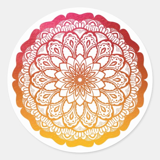 Sticker Rond mandala orange rose (Devant)