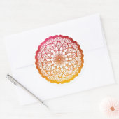 Sticker Rond mandala orange rose (Enveloppe)