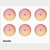 Sticker Rond mandala orange rose (Feuille)