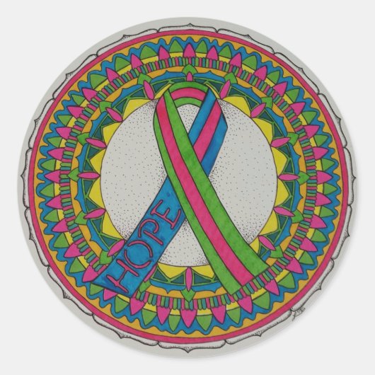 Sticker Rond Mandala pour le cancer du sein métastatique (Devant)