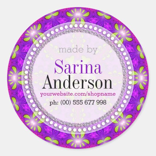 Sticker Rond Mandala Purple Healing Light Fabriqué Par Des Étiq (Devant)