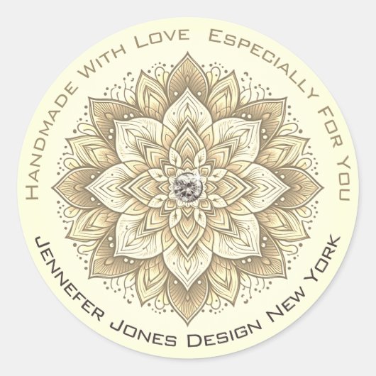 Sticker Rond Mandala Rhinestone Pastel Yellow Ivor fait main (Devant)