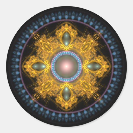 Sticker Rond Mandala ronde dorée (Devant)