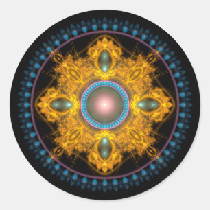 Sticker Rond Mandala ronde dorée