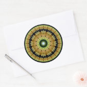 Sticker Rond Mandala ronde fractale dorée (Enveloppe)