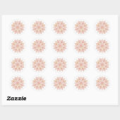 Sticker Rond Mandala rose et orange sur Glam blanc (Feuille)