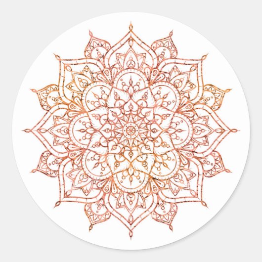 Sticker Rond Mandala rose et orange sur Glam blanc (Devant)