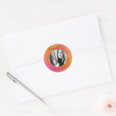 Sticker Rond Mandala rose fuchsia orange or PHOTO fête (Enveloppe)