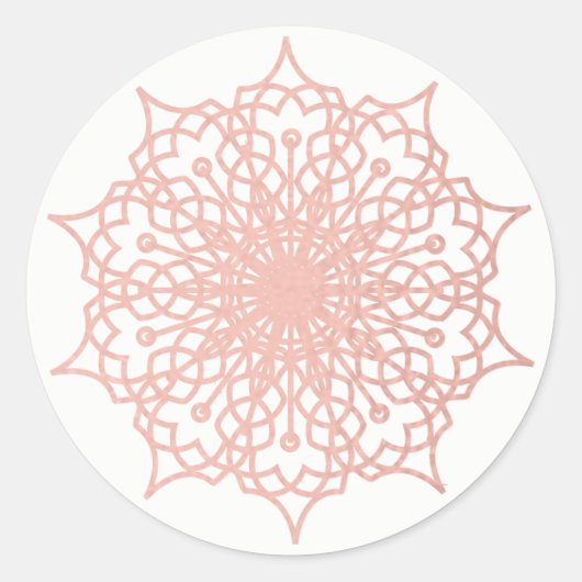 Sticker Rond Mandala Rose Rose Gold Blush (Devant)