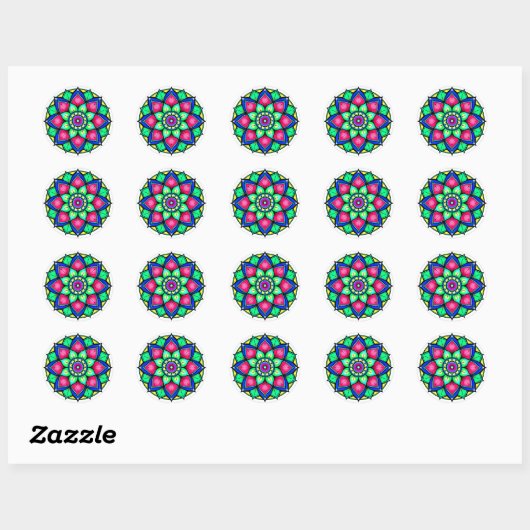Sticker Rond Mandala, Rosette (Feuille)