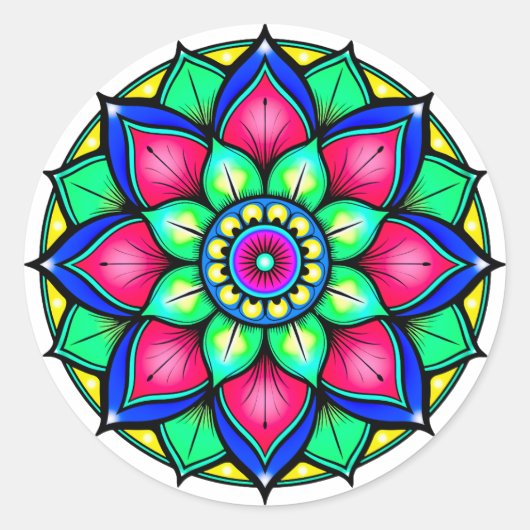 Sticker Rond Mandala, Rosette (Devant)