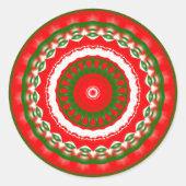 Sticker Rond Mandala rouge, blanc et vert (Devant)