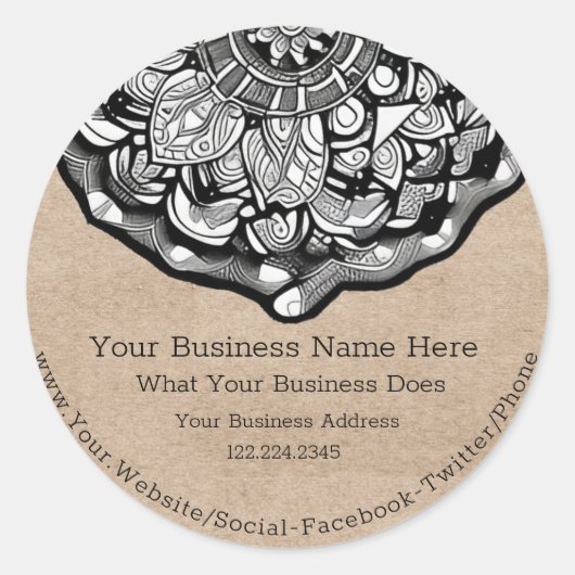 Sticker Rond Mandala Rustique Kraft (Devant)