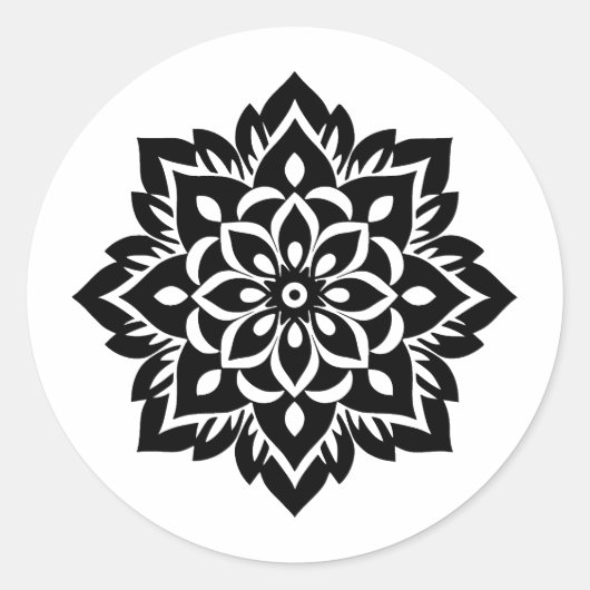 Sticker Rond Mandala Silhouette minimaliste Abstraite (Devant)